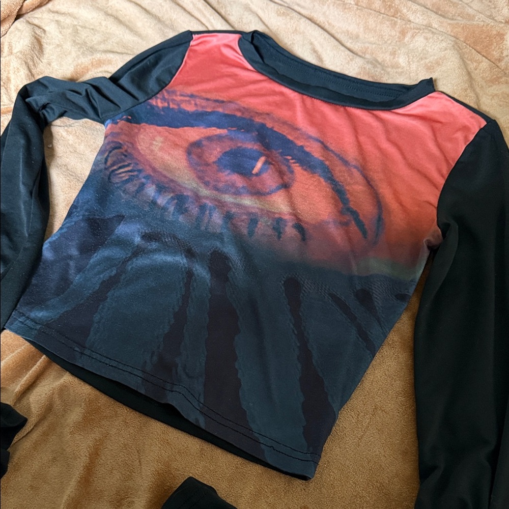 Eye Design Kids Long Sleeve Shirt - Black and Red